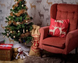 Get into the Holiday Spirit with Free Merry Christmas Room and Chair Backgrounds in JPG Format for Design and Social Media Pages