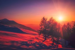 Download Stunning Sunset and Mountain Backgrounds with Trees in JPG Format for Graphic Design and Social Media: Free Download Available