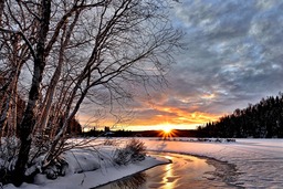 Winter Landscape, Sunset, and Twilight in Nature: Free Downloadable JPG Images for Graphic Design, Advertising, Social Media, and Web Design.