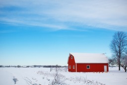 Winter Farm Scenery: Free Download Barn and Snow Backgrounds in JPG Format for Graphic Design and Social Media Pages