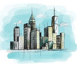 Free City Sketches and Skyline Backgrounds for Graphic Design and Web Styling