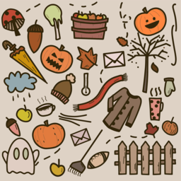 Free Halloween Doodle & Autumn Background Images in PNG Format for Graphic Design and Web Design - Download Now!