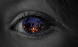 Free Black and White Background Images of Eye and Iris in the City for Graphic Design