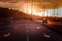 Sunset Street Scenes: Free Download of Pictures and Images of Roads, Traffic, and Wallpapers