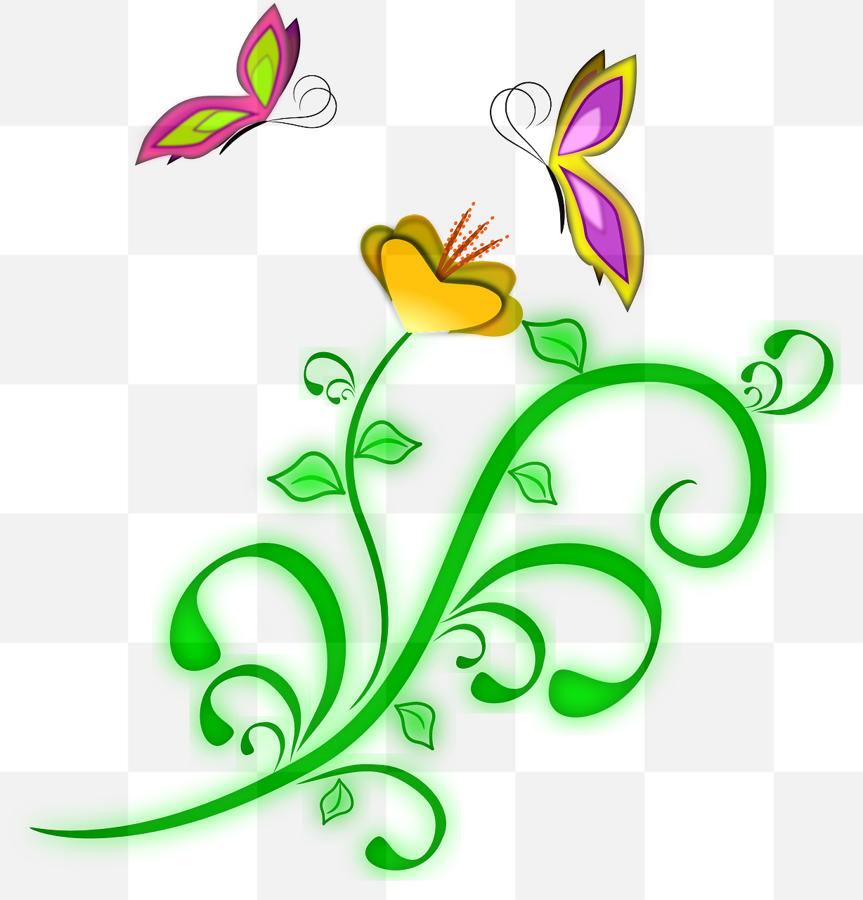 Beautiful Flower and Butterfly Images with Transparent Background - Perfect for Graphic Design and Creative Projects