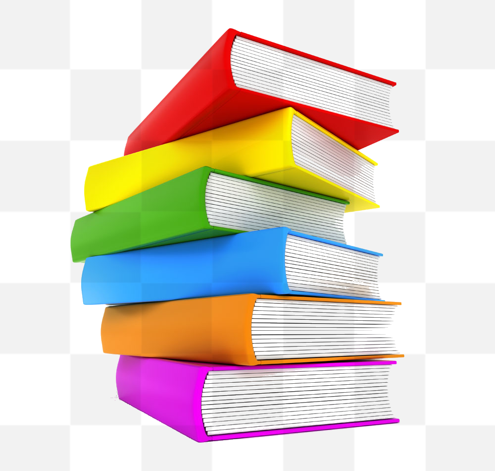 Illustrated Book Stack. Graphic PNG Image. Artistic Book Stack. Illustrated Books in Graphic PNG Format. Imaginative Book Collection. Graphic PNG...