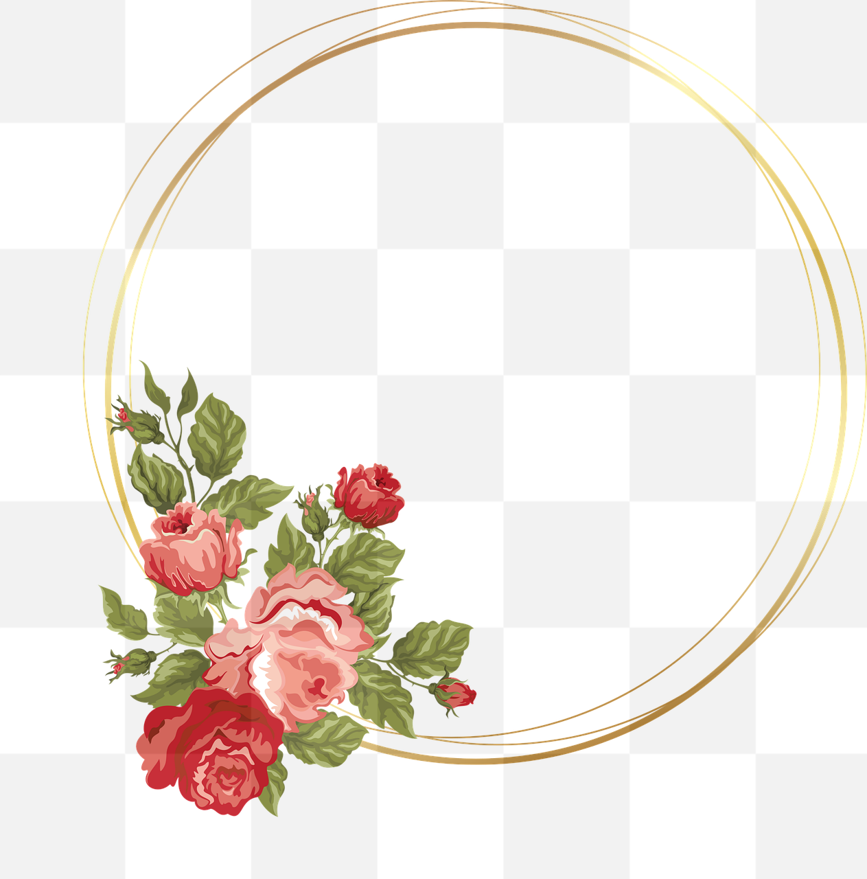 Captivating Floral Circle Frames: Beautiful Roses PNG Vectors for Graphics and Design - Free Downloads with Transparent Background!