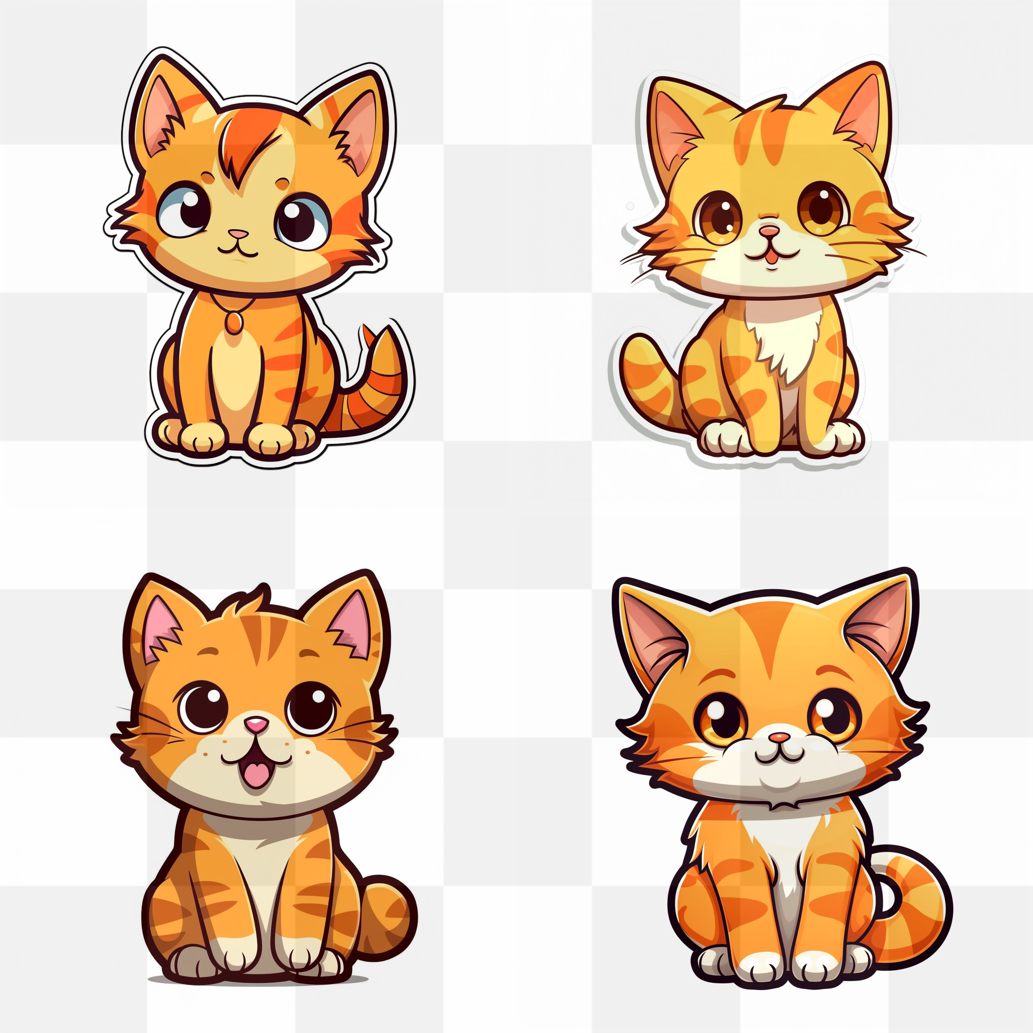 Cute Animated Orange Cat Sticker PNG - Funny and Adorable Cartoon Feline. Free PNG. Free PNG Images for Design. The best PNG images. Free Download...