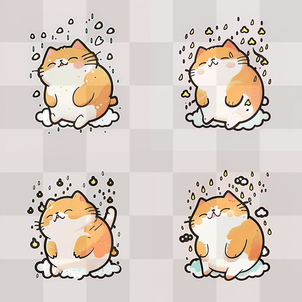 Colorful, Cute, and Perfect PNG for Design. The best PNG images. Vibrant and Juicy Animated Cat Stickers: Free PNG Images for Design - Cute and...