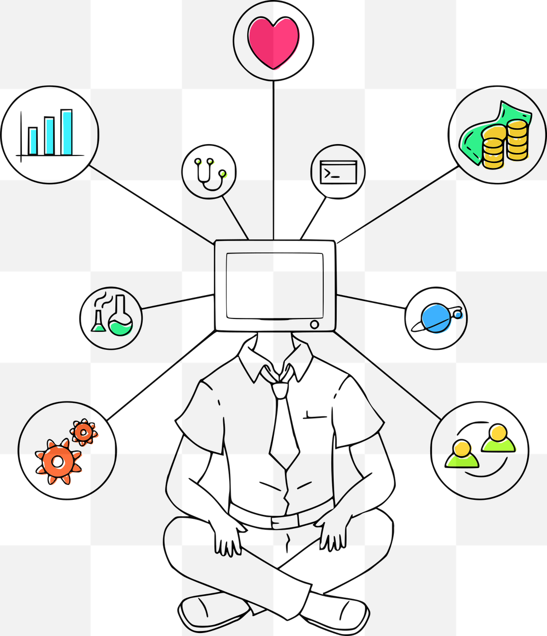 Download Free Brain-Powered Computer Technology PNG Images with Transparent Backgrounds for Graphic Design and Advertising