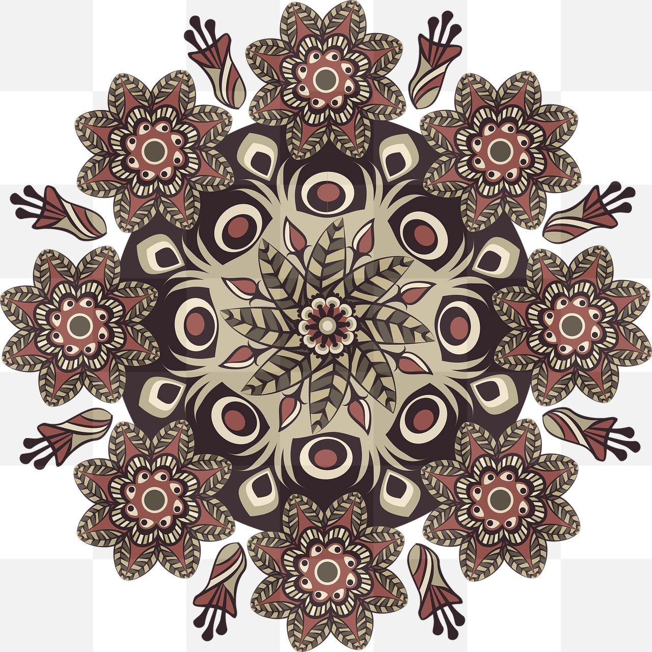 Free Downloadable PNG Mandala and Floral Patterns with Transparent Backgrounds for Graphic Design and Advertising