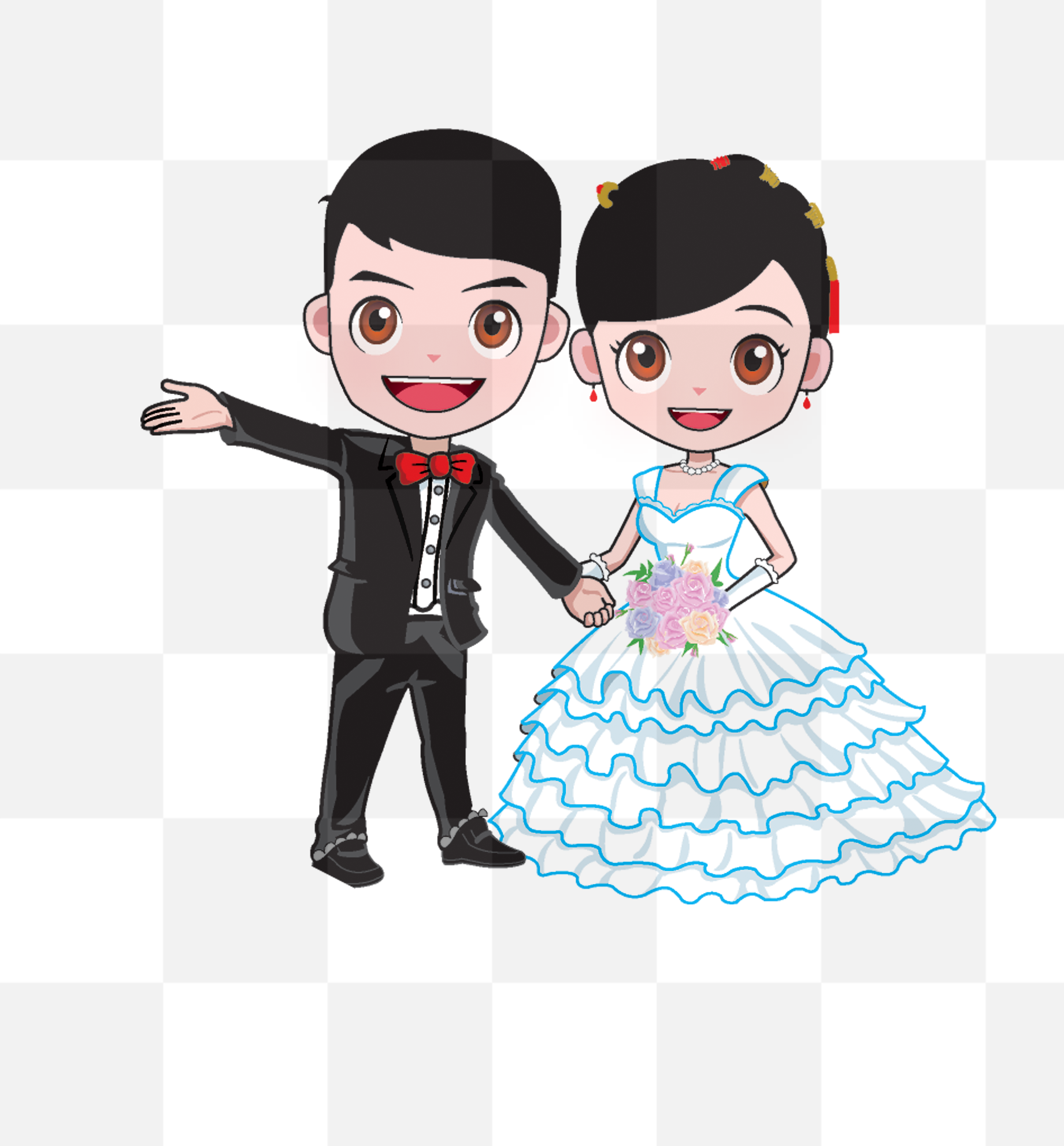Free PNG. Happy wedding day. The bride and groom PNG image. Free PNG Image With Transparent Background. Bride and groom cartoon Image. Newlywed woman...