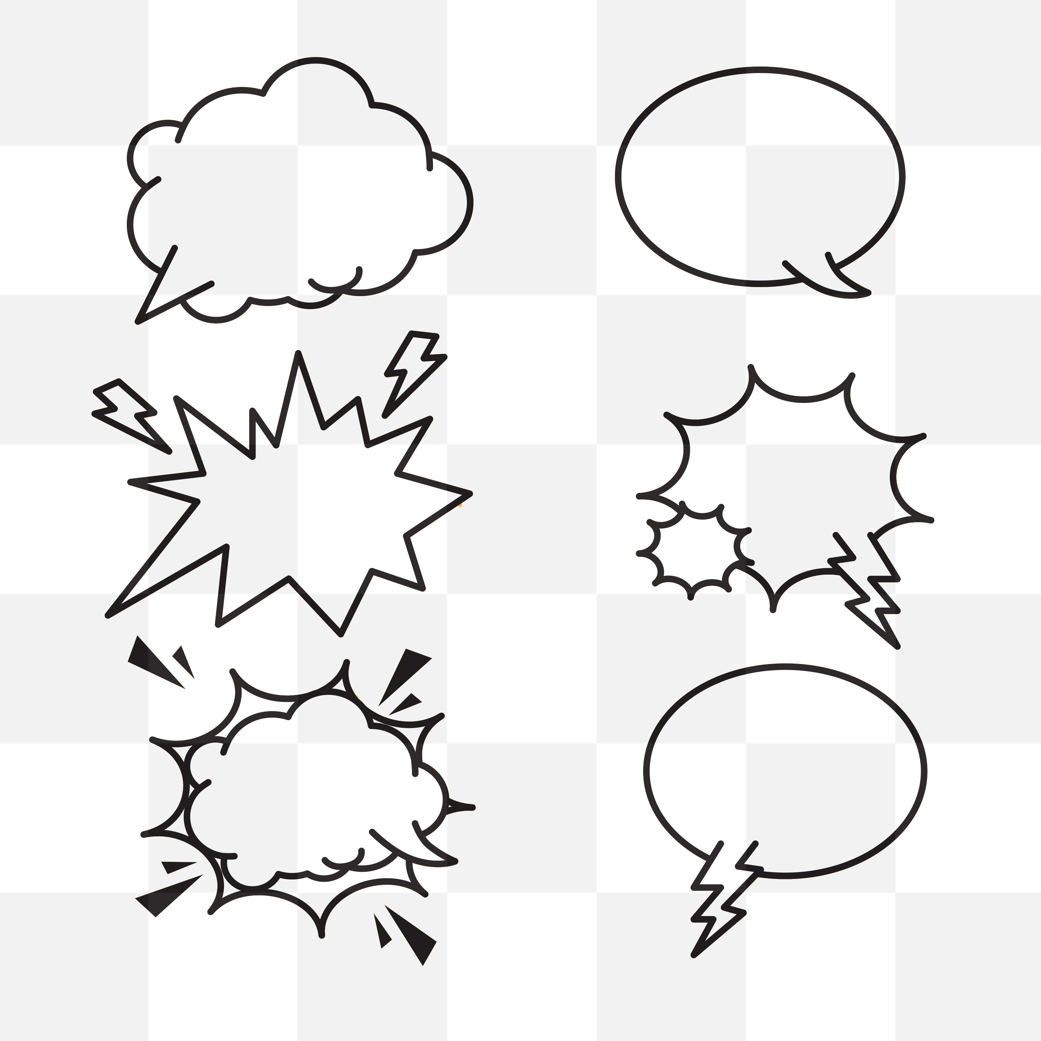 Free PNG Image With Transparent Background. Comics with empty speech bubbles. Speech balloon PNG. Comic speech bubble collection with no background...