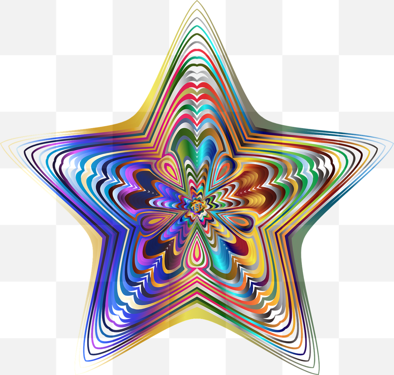 Free Prismatic Star Vector Images with Transparent Backgrounds for Graphic Design
