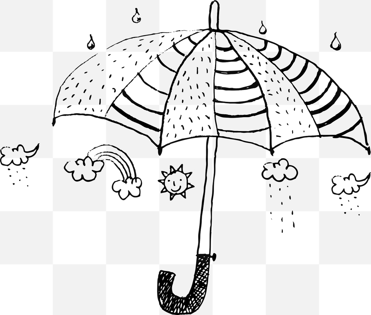 Get Creative with Free Hand-Drawn Umbrella and Rainbow PNG Images on Transparent Backgrounds