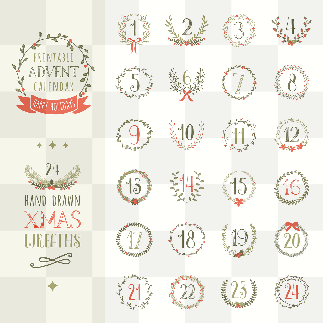 Get Festive with Free Advent Calendar Printable PNGs for Graphic Design and Advertising