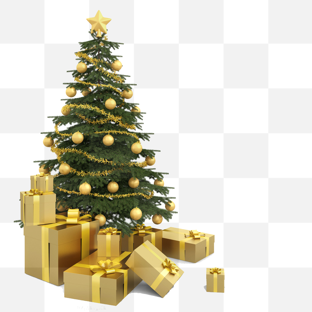 Magic Growing PNG Christmas Tree. Have a Merry Christmas! Christmas tree. Christmas tree and gift. Large Christmas Tree with Gifts. Elegant Christmas...