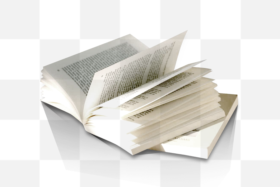 Pages of Wisdom. Text-Filled Open Book. Transparent Background PNG Image. Transparent Background Image of an Open Book with Text. Unveiling Knowledge.