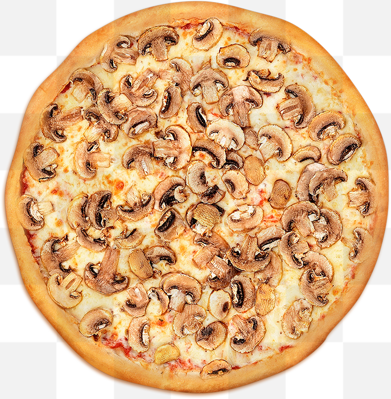 Transparent Background. Tasty dinner. PNG. Mushroom pizza. Mushrooms and parmesan cheese are a natural match. Food. Easy Mushroom Pizza. White...