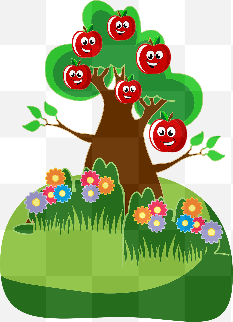 Vibrant Anthropomorphic Landscapes and Colorful Apples: Free PNG and Vector Downloads!