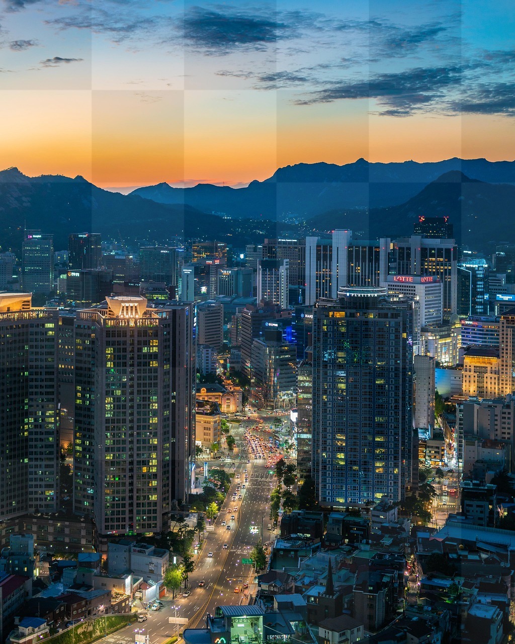 Explore Stunning Cityscapes at Sunset: Free City and Architecture Backgrounds in JPG Format for Web Design and Social Media Pages