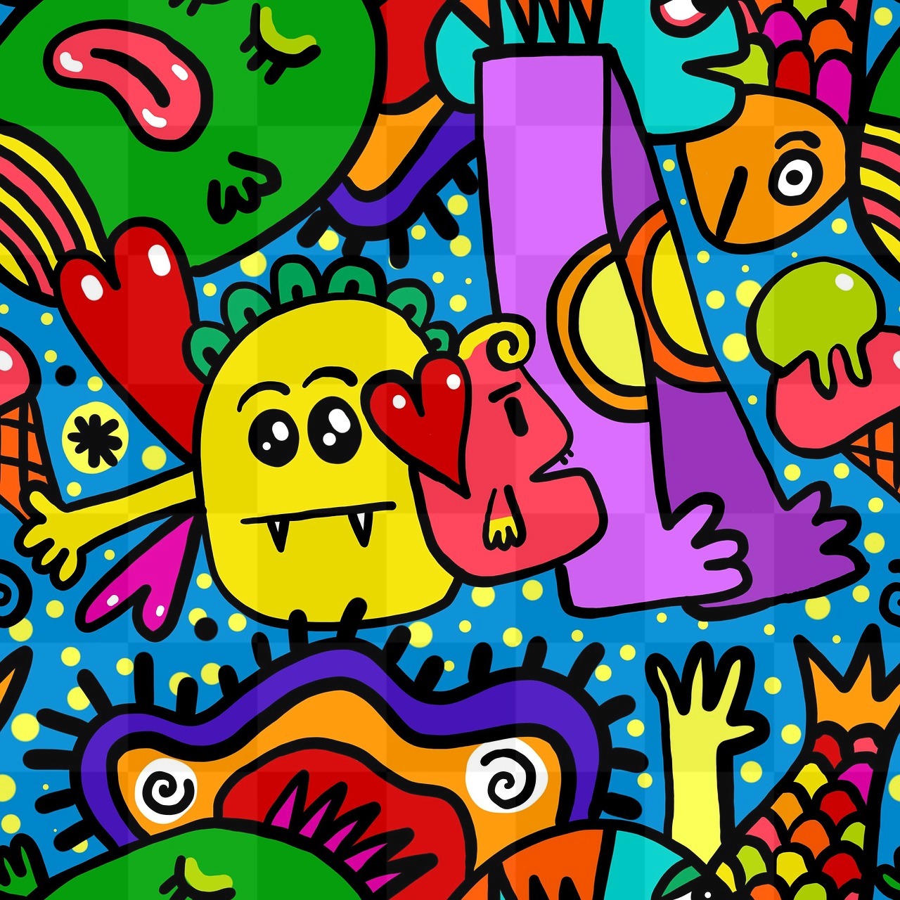 Fun and Free Cartoon Doodle Patterns for Backgrounds and Graphic Design - Download in JPG Format