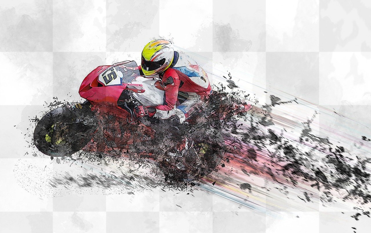High-Speed Motorcycle Art: Abstract Backgrounds and Free Images of Helmets