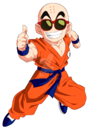 Krillin from the anime series "Dragon Ball". Free anime image. Krillin PNG. PNG images of anime characters. He is a small, bald martial artist who is one of the closest friends and allies of the series' main protagonist, Goku. Krillin PNG image. Anime PNG images with transparent backgrounds. Krillin is a character from the popular Japanese manga and anime series Dragon Ball.