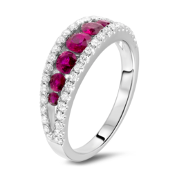 Sterling Silver Red Created Ruby Women Engagement Ring. Free PNG Image With Transparent Background. Grande PNG. Download PNG Image. Sterling Silver Ruby Wedding Ring. Silver Ruby Wedding Ring PNG.