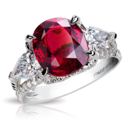 Sterling Silver Ruby Wedding Ring. Grande PNG. Silver Ruby Wedding Ring PNG. Sterling Silver Red Created Ruby Women Engagement Ring. Free PNG Image With Transparent Background. Download PNG Image.