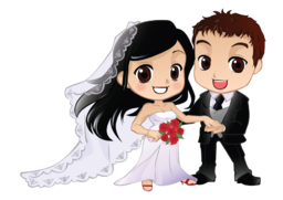 Newlywed woman and man embracing with love. Free PNG. The bride and groom - romantic and fun. Bride and groom cartoon Image. Happy wedding day...