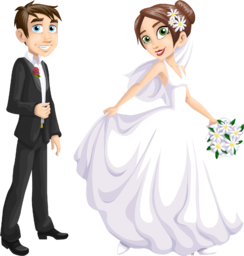 Cartoon PNG. Newlywed woman and man embracing with love. Free PNG Image With Transparent Background. The best PNG. Happy wedding day. Bride and groom cartoon Image. The bride and groom - romantic and fun. The bride and groom PNG image. Free PNG.