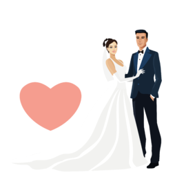 Free PNG. Wedding couple illustration. Wishing you lots of love and happiness. Happiness. Bride and groom cartoon PNG. The best bride and groom illustration for your card. Newlywed woman and man PNG. Wedding couple PNG. Sweet bride and groom. The best PNG. We're so happy for you. Free PNG Image With Transparent Background.