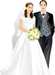 Newlywed woman and man PNG. Sweet bride and groom. Wedding couple illustration. The best bride and groom illustration for your card. Bride and groom...