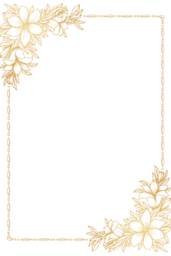 Elegant Gold Floral Frame PNG for Wedding Photos. Elegant gold flower frame. Classic gold flower frame. Luxurious floral gold frame. Free PNG images.