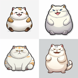 Animated Cartoon Fat Cat Sticker PNG | Free PNG Image