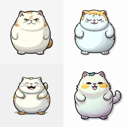 Animated Cartoon Fat Cat Stickers | Free PNG Image