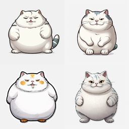 Animated Cartoon Fat Cat Sticker PNG | Free PNG Image
