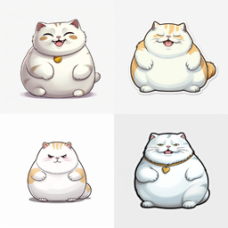 Animated Cartoon Fat Cat Sticker PNG | Free PNG Image