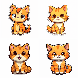 Cute Animated Orange Cat Sticker PNG - Funny and Adorable Cartoon Feline. Free PNG. Free PNG Images for Design. The best PNG images. Free Download...