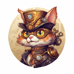 Free Download. The best PNG images. Steampunk style PNG. Free PNG. Cute Steampunk Cat Sticker PNG - Animated Cartoon Style Stickers. Explore a fascinating fusion of cute animated cats and the captivating world of Steampunk with our unique sticker collection in PNG format. Free PNG Images for Design.