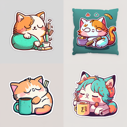 Colorful, Cute, and Perfect PNG for Design. Adorable Animated Cat Stickers in PNG. Free Download. Free PNG. The best PNG images. Vibrant and Juicy Animated Cat Stickers: Free PNG Images for Design - Cute and Captivating.