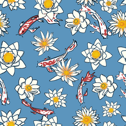 Stunning Japanese Koi and Flower Patterns in Free Transparent PNGs - Perfect for Graphic Design and Advertising!
