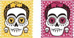 Free Halloween PNG Images with Skulls, Skeletons, and Flowers on a Transparent Background for Graphic Design and Advertising.