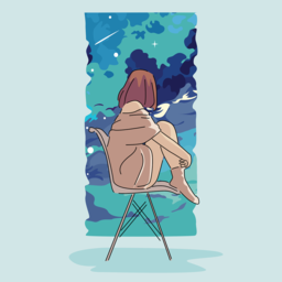 Find Your Next Graphic Design Inspiration with Free Downloadable PNG Images of Girls and Women Under the Starry Sky