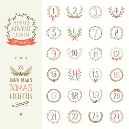 Get Festive with Free Advent Calendar Printable PNGs for Graphic Design and Advertising
