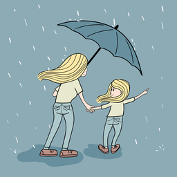 Beautifully Designed Mother-Daughter Umbrella PNG Images for Free Download