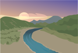 Captivating Sunset Scenery with Mountains and River - Free Download PNG Images with Transparent Background for Graphic Design and Advertising